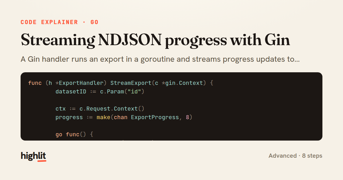 Streaming NDJSON progress with Gin — share card