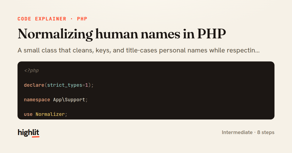 Normalizing human names in PHP — share card