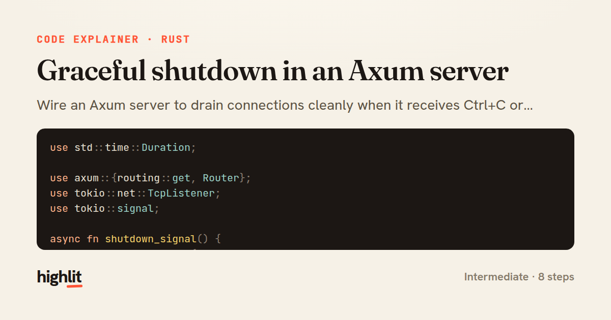Graceful shutdown in an Axum server — share card