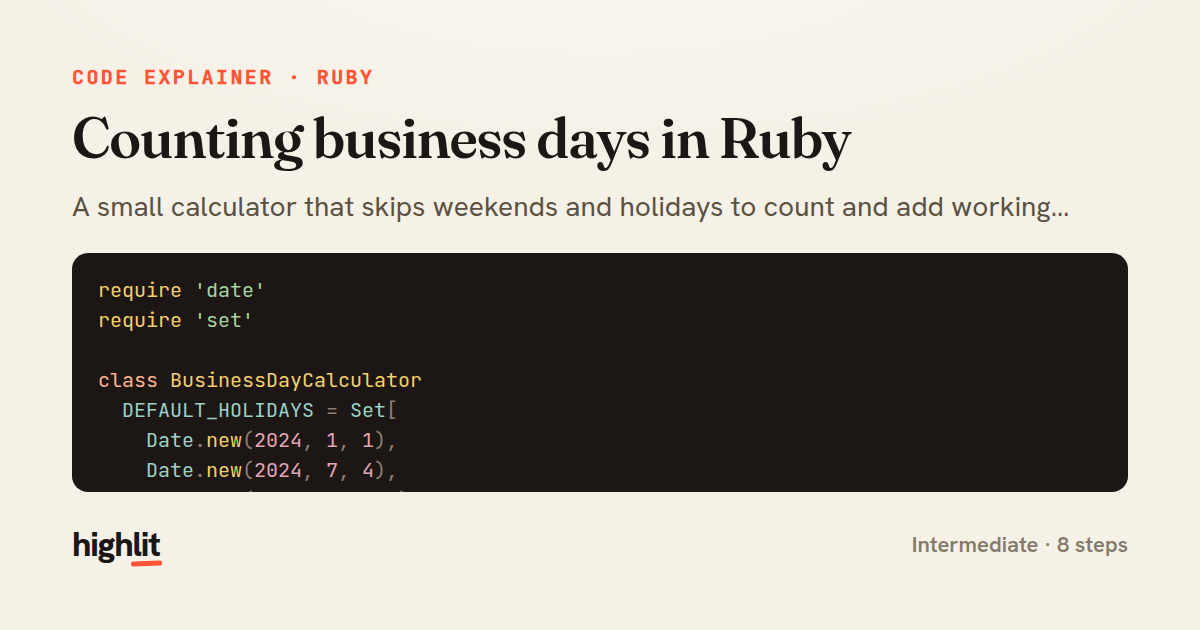 Counting business days in Ruby — share card
