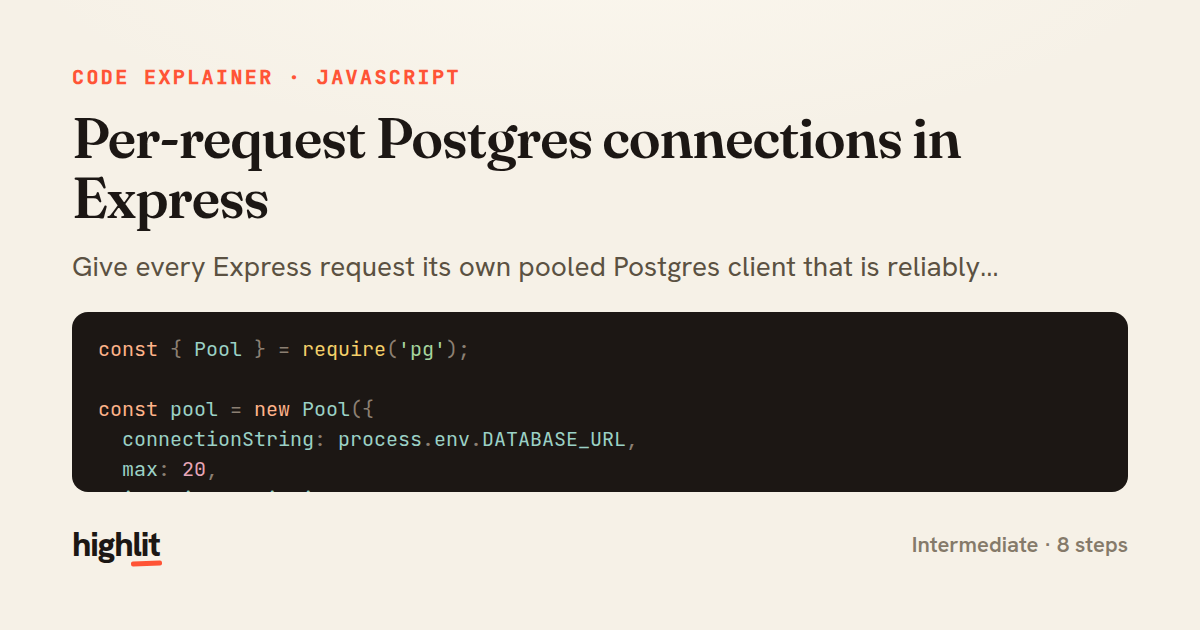 Per-request Postgres connections in Express — share card