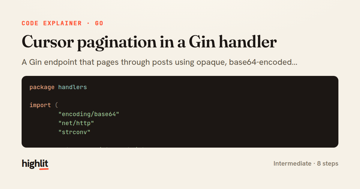 Cursor pagination in a Gin handler — share card