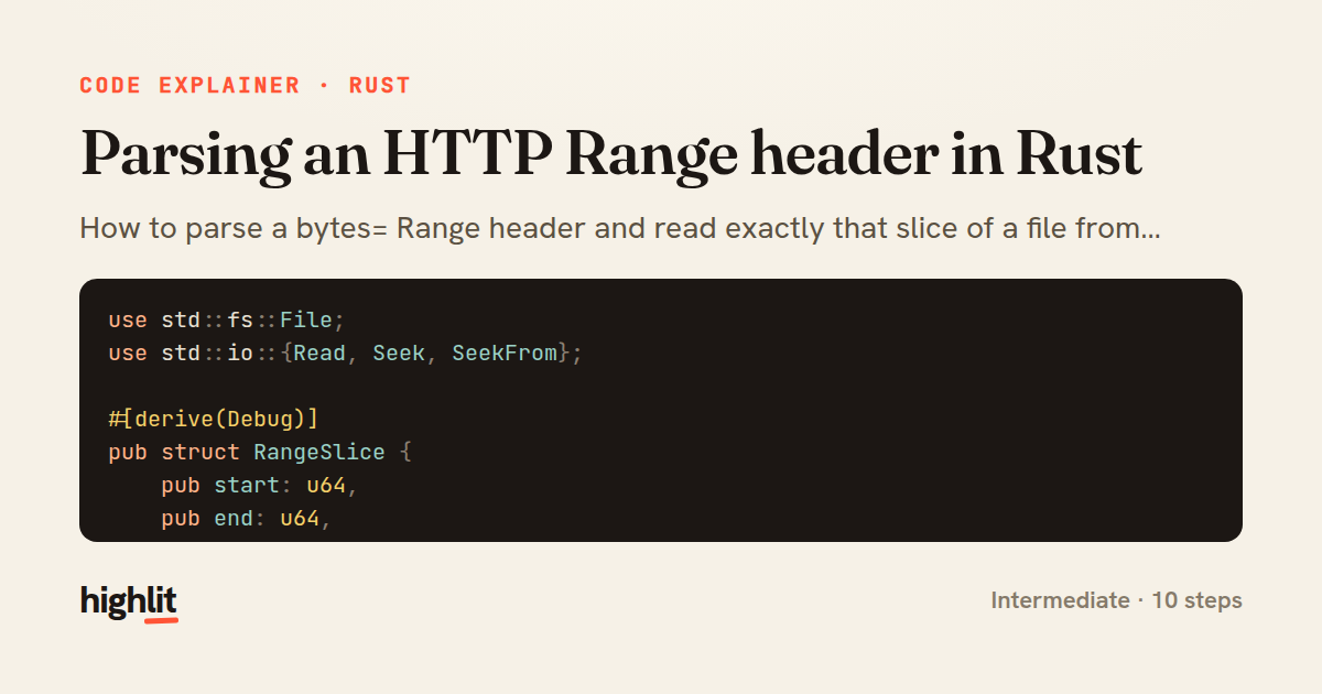 Parsing an HTTP Range header in Rust — share card