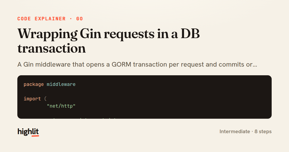 Wrapping Gin requests in a DB transaction — share card