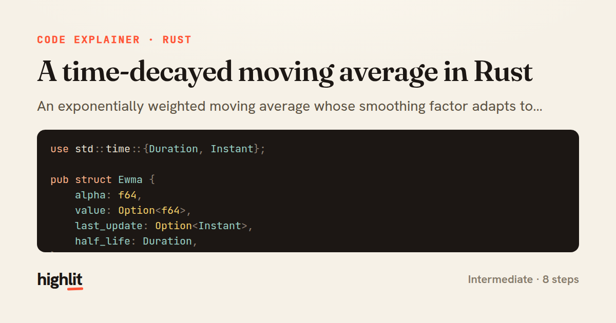 A time-decayed moving average in Rust — share card