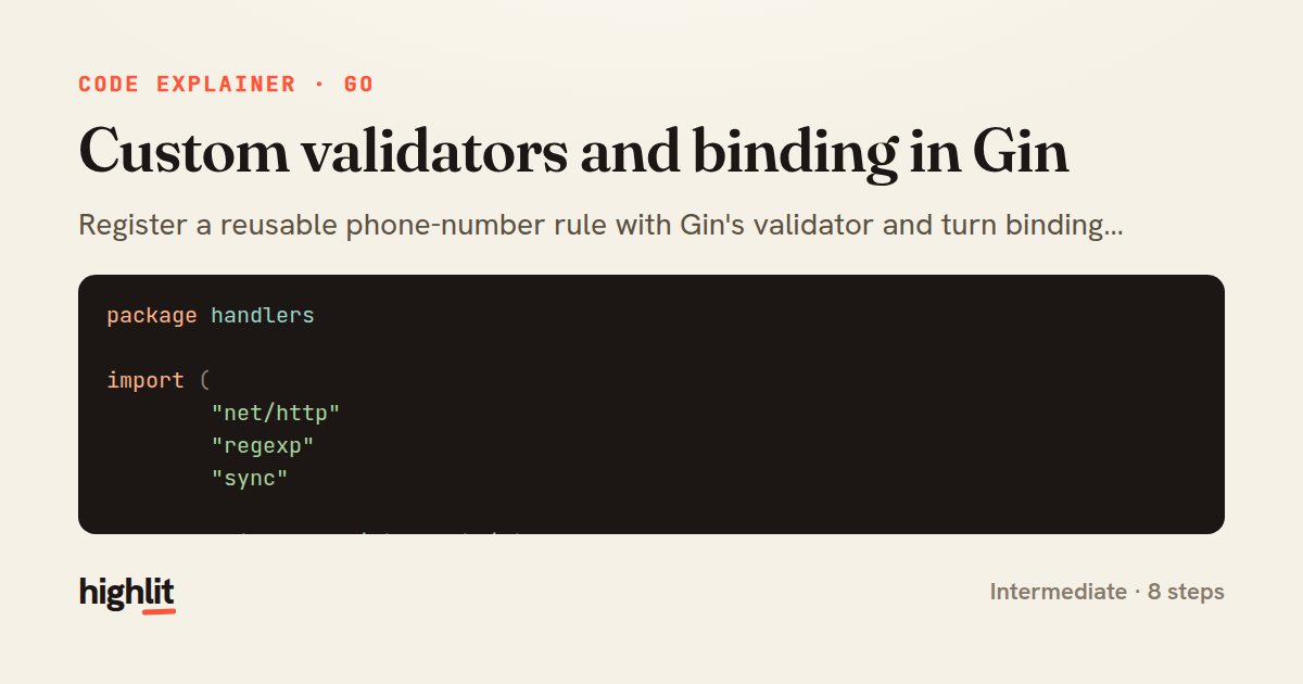 Custom validators and binding in Gin — share card