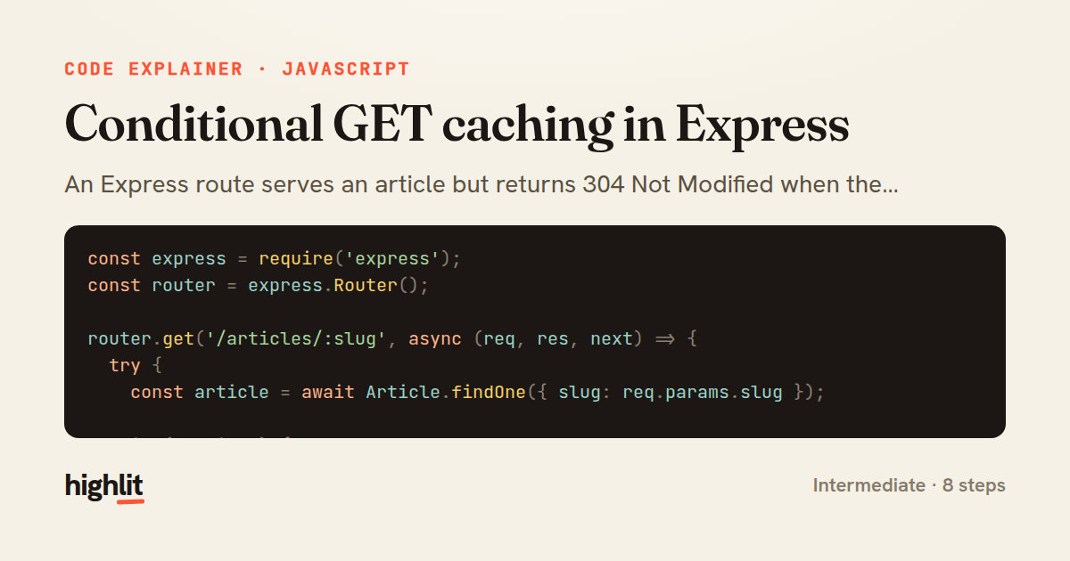 Conditional GET caching in Express — share card