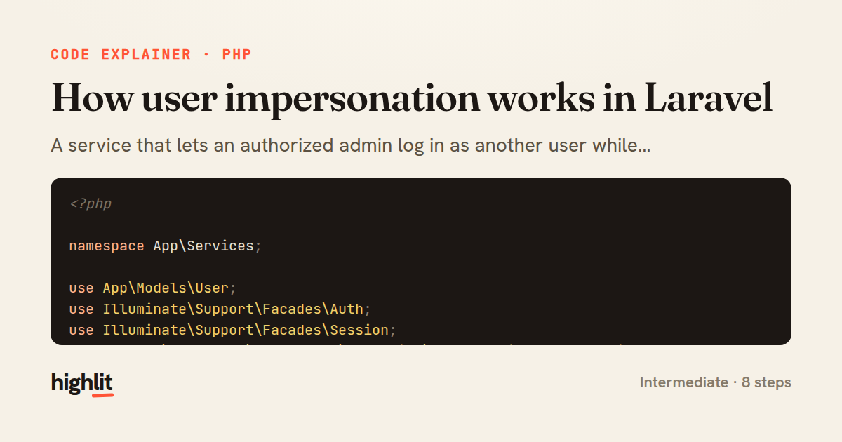 How user impersonation works in Laravel — share card