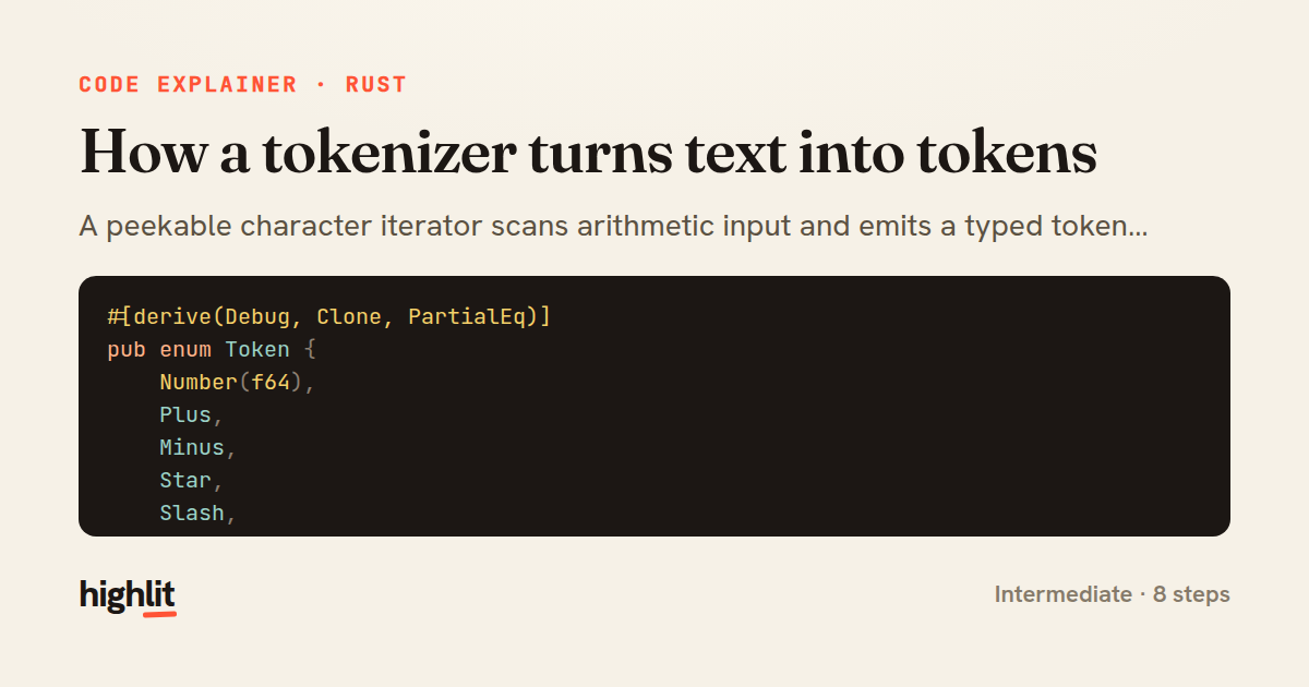 How a tokenizer turns text into tokens — share card
