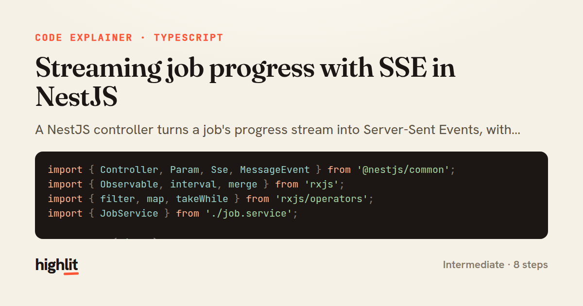 Streaming job progress with SSE in NestJS — share card