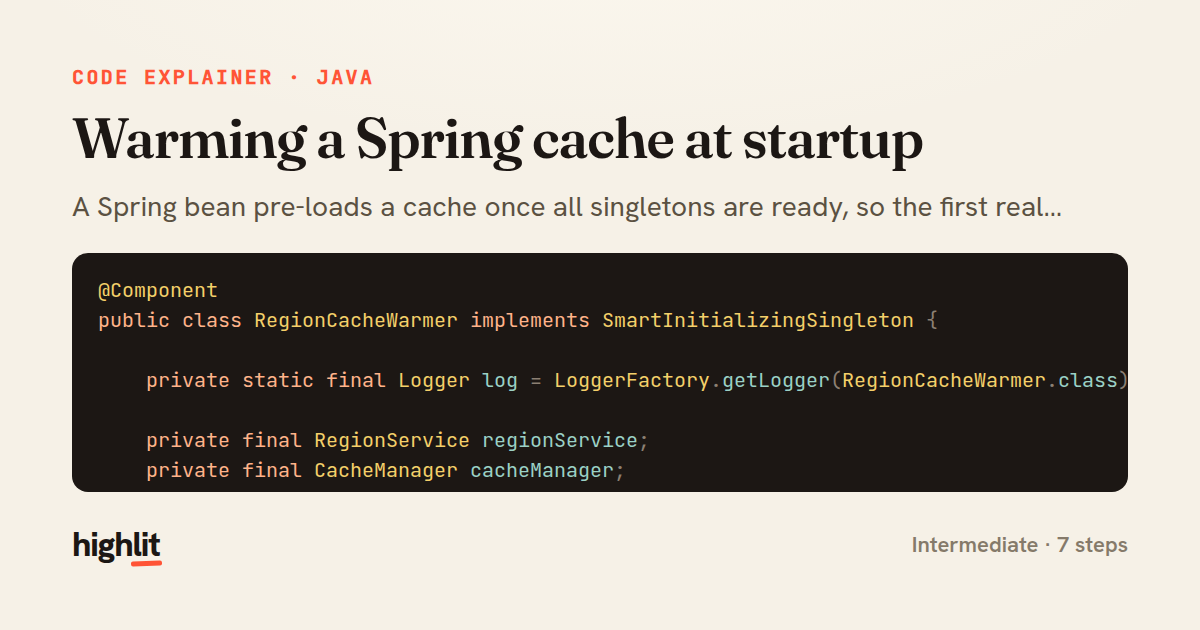 Warming a Spring cache at startup — share card