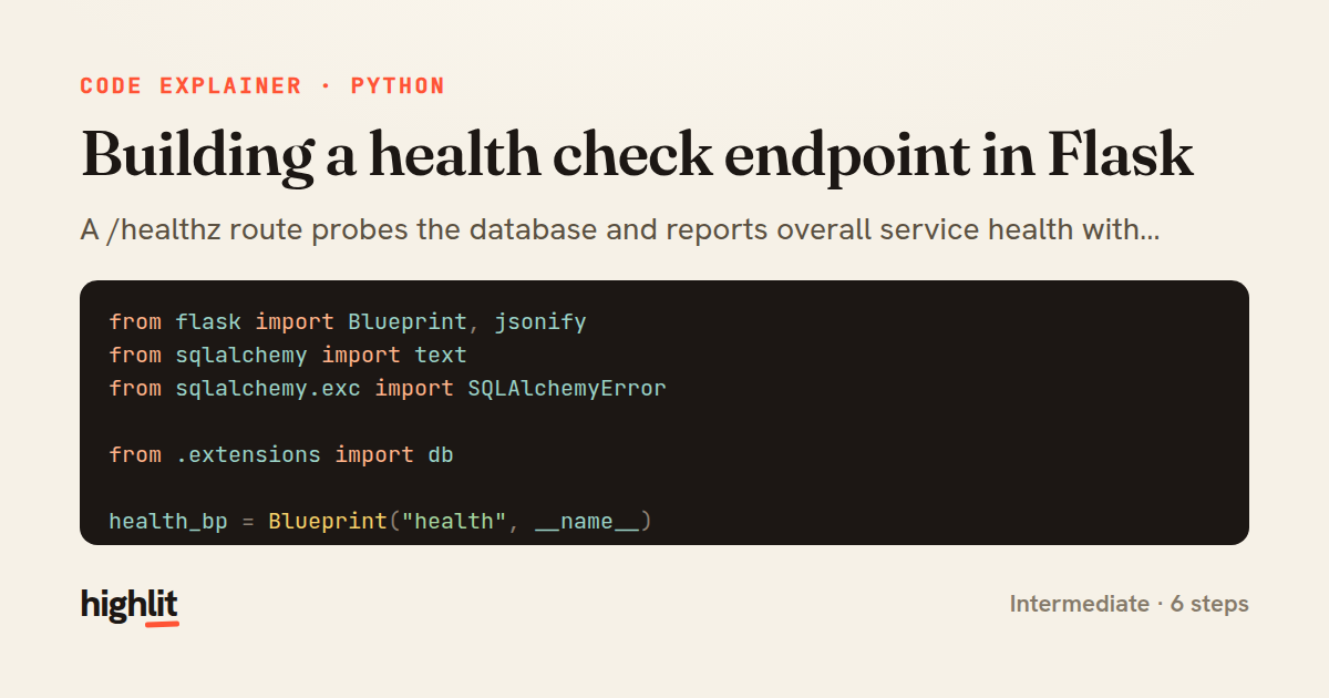 Building a health check endpoint in Flask — share card