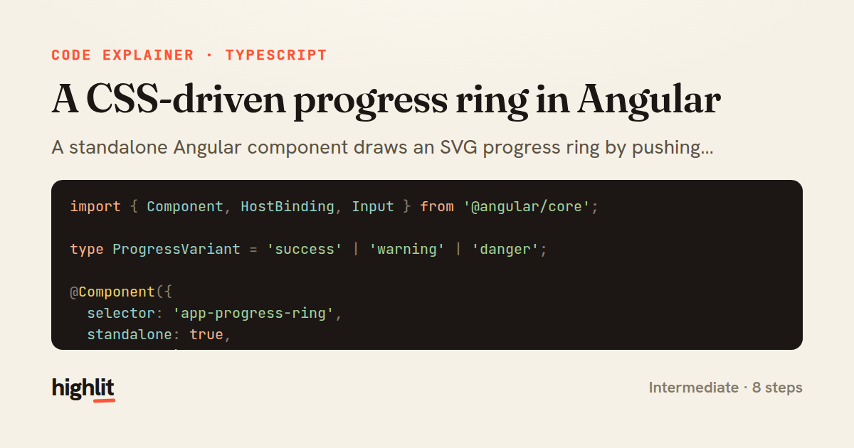 A CSS-driven progress ring in Angular — share card