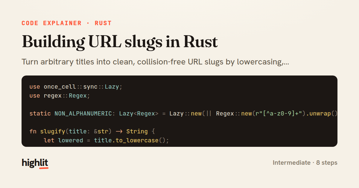 Building URL slugs in Rust — share card