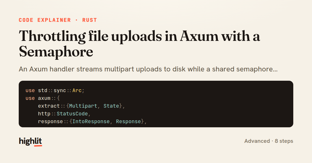 Throttling file uploads in Axum with a Semaphore — share card
