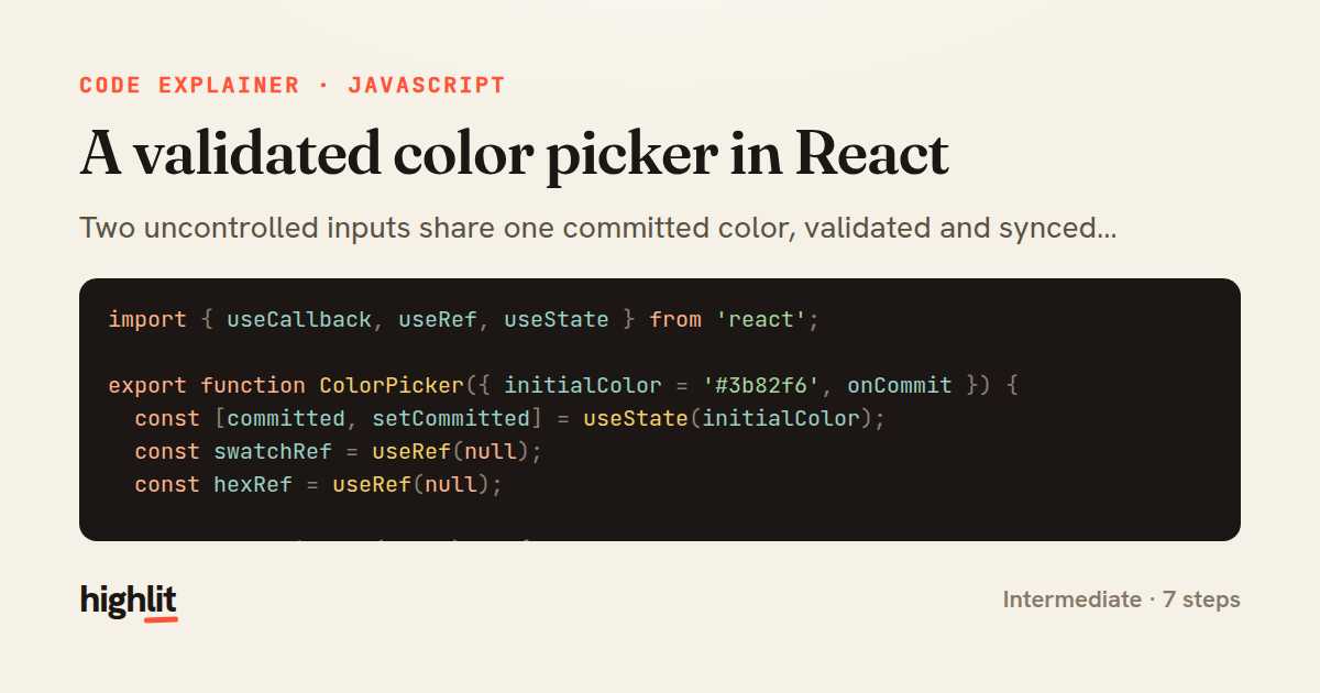A validated color picker in React — share card