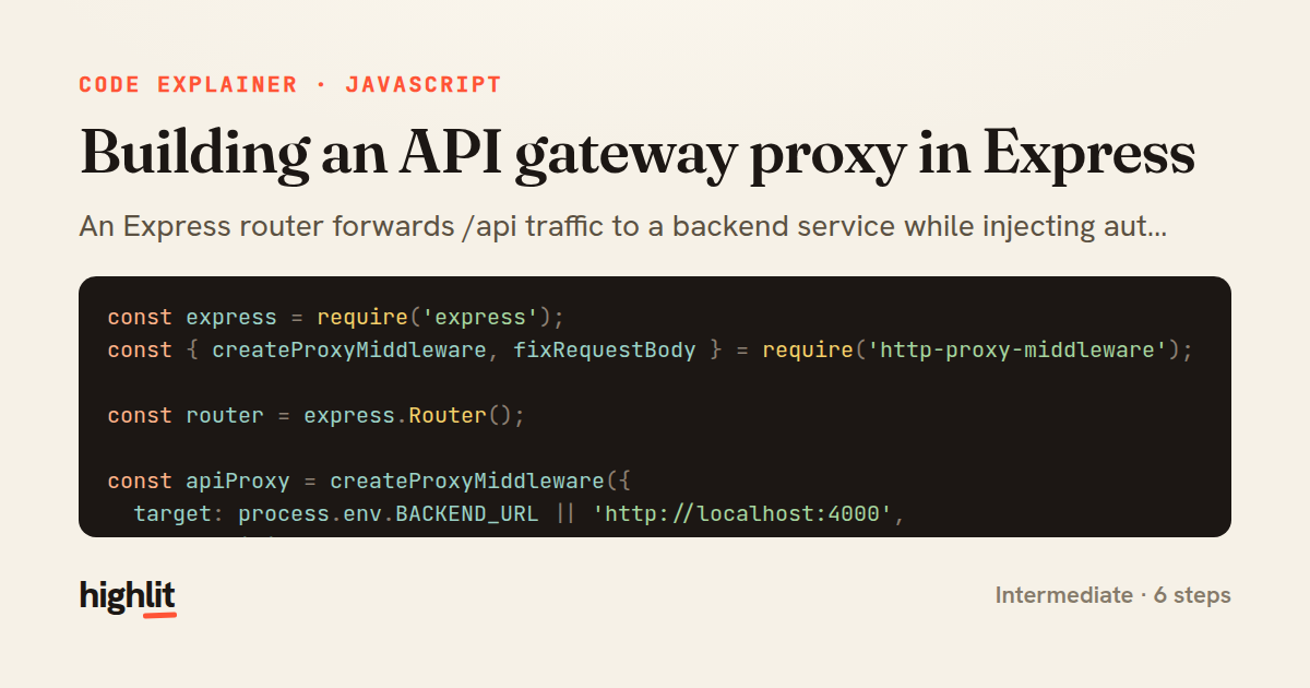 Building an API gateway proxy in Express — share card