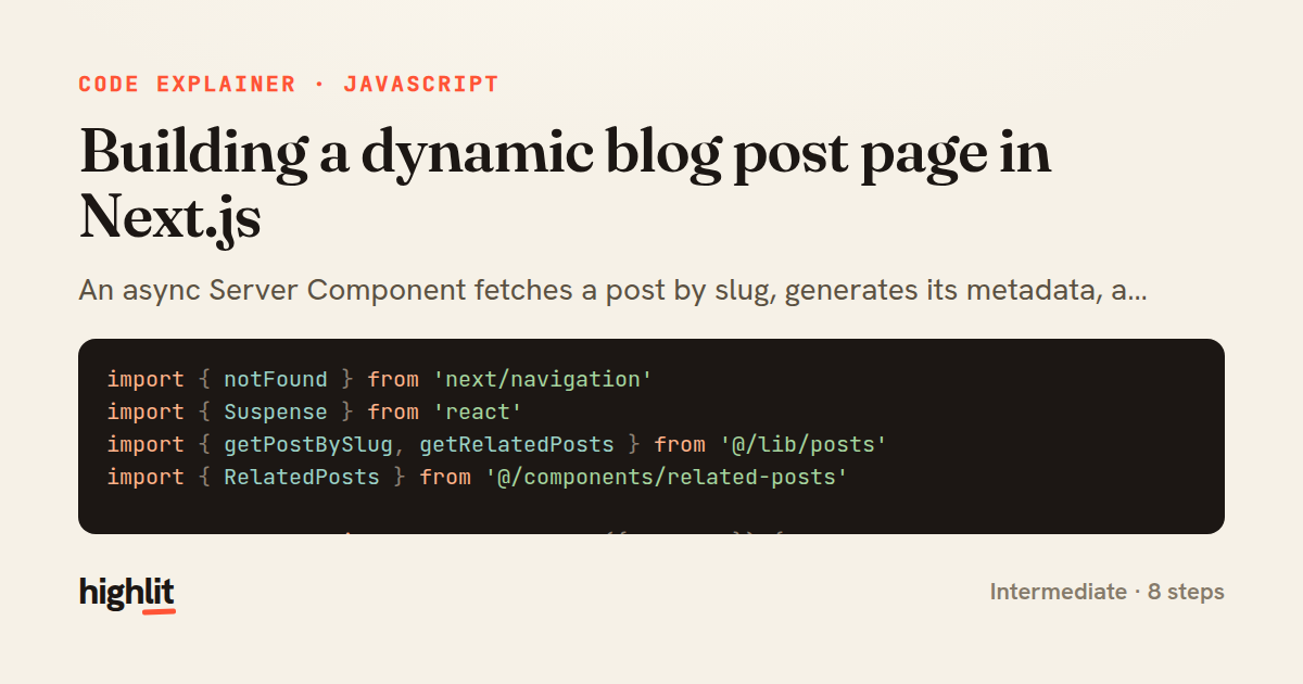 Building a dynamic blog post page in Next.js — share card
