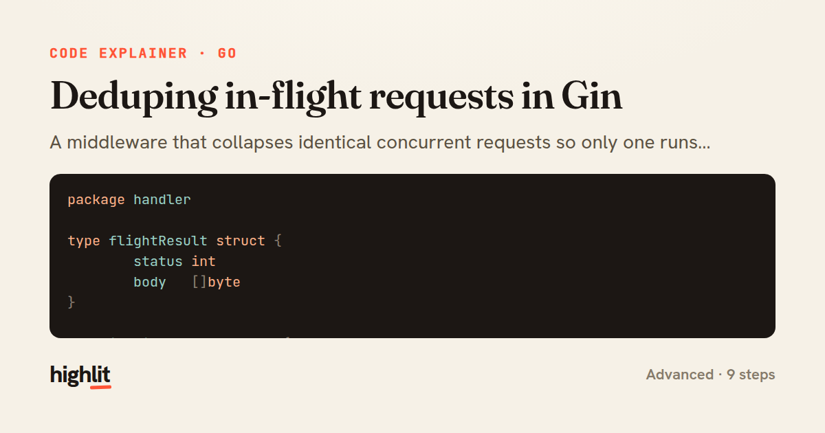 Deduping in-flight requests in Gin — share card