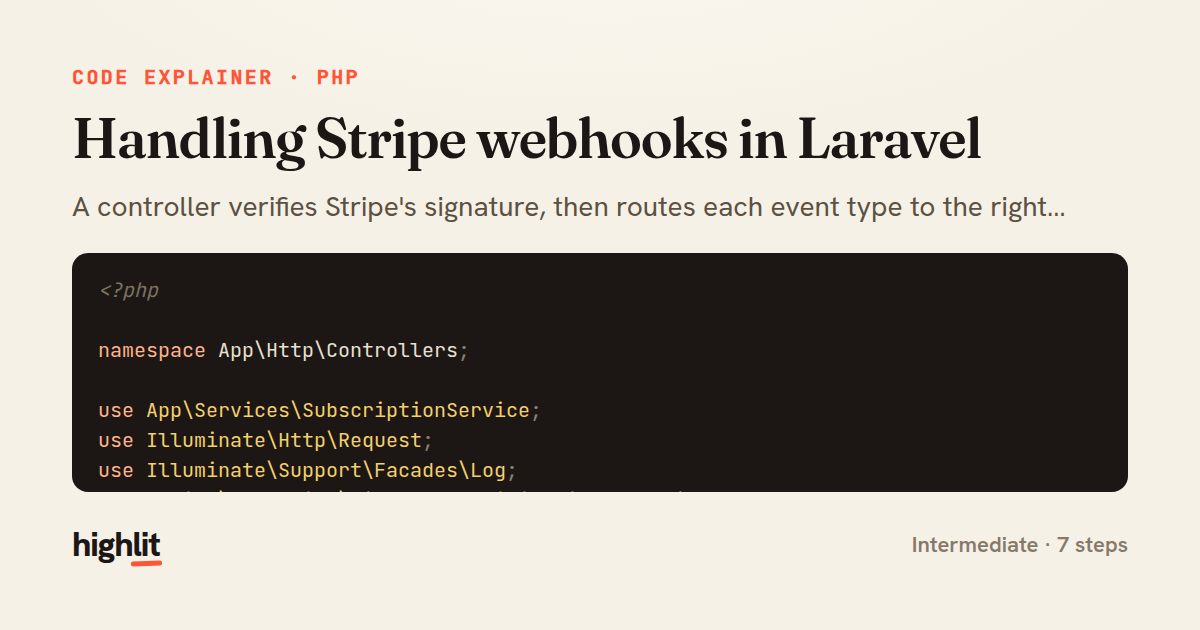 Handling Stripe webhooks in Laravel — share card