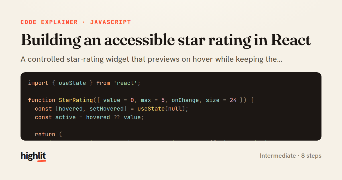 Building an accessible star rating in React — share card
