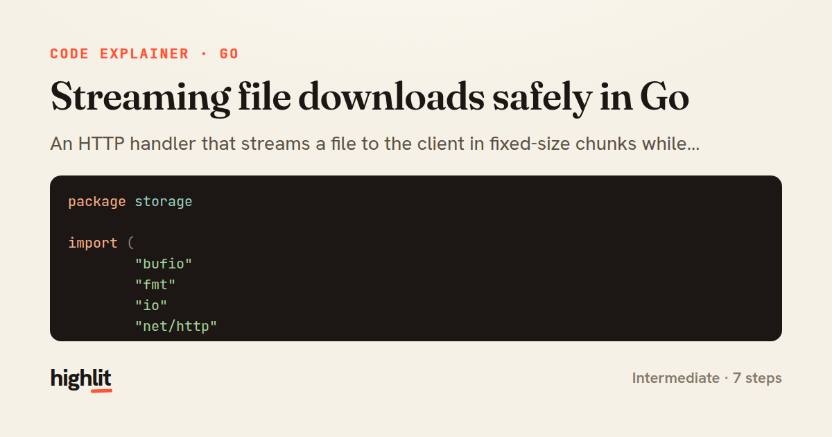 Streaming file downloads safely in Go — share card