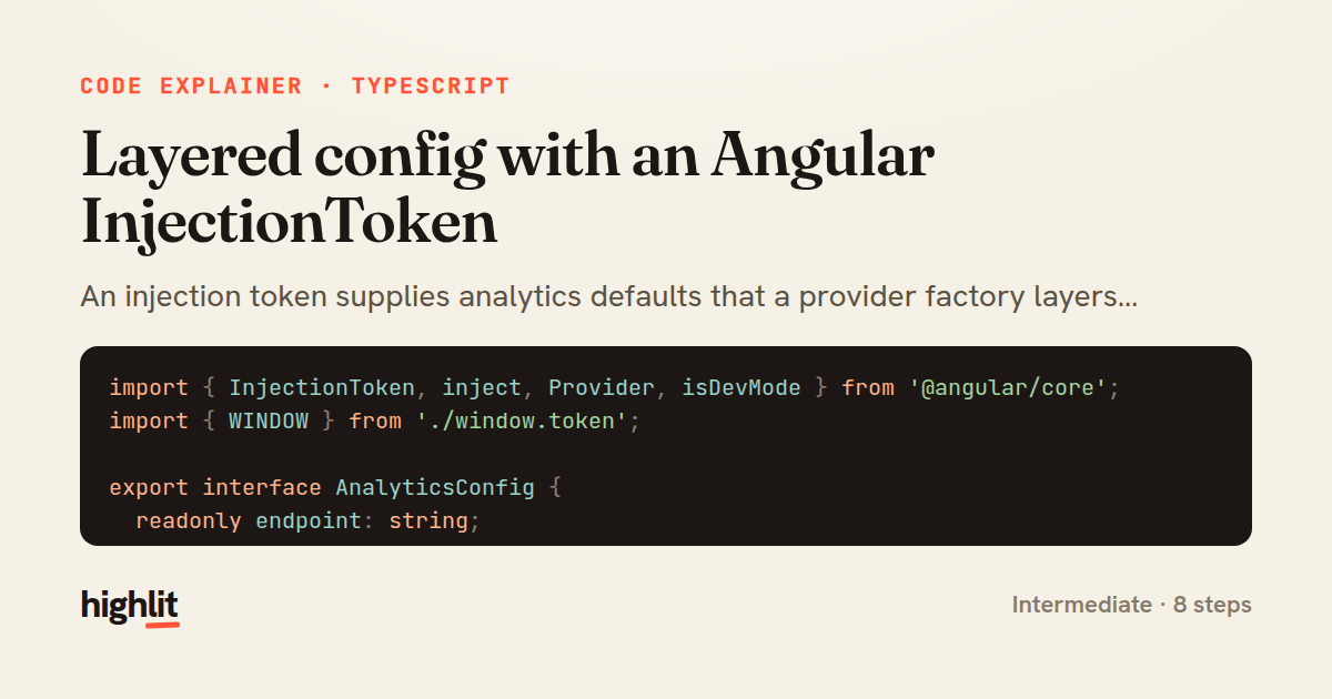Layered config with an Angular InjectionToken — share card