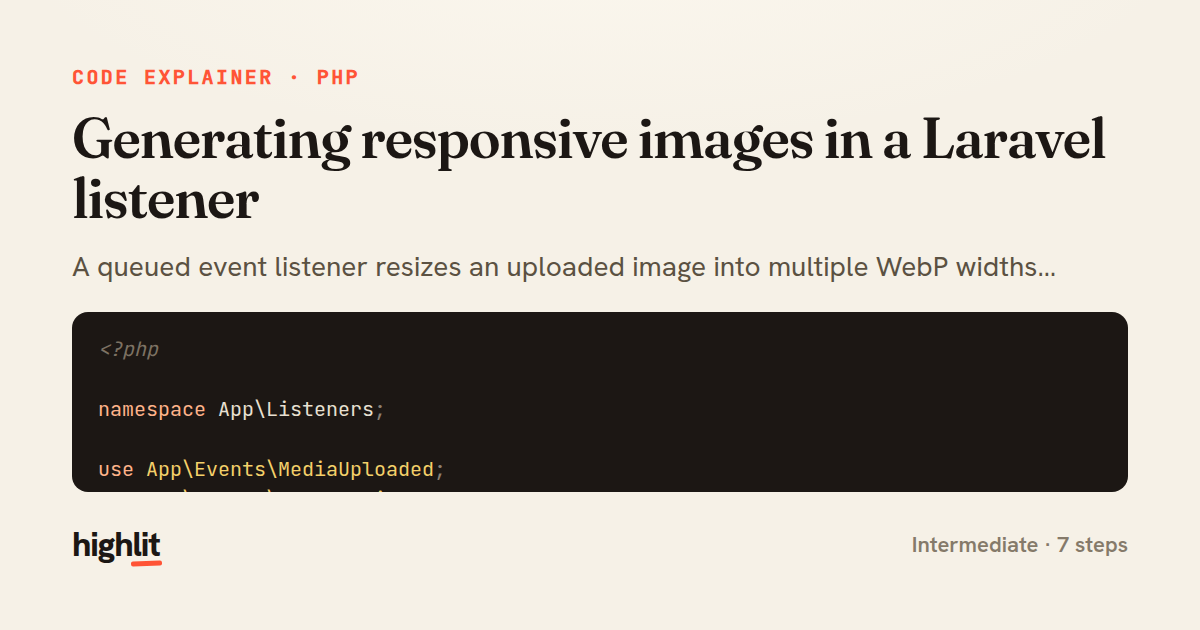 Generating responsive images in a Laravel listener — share card