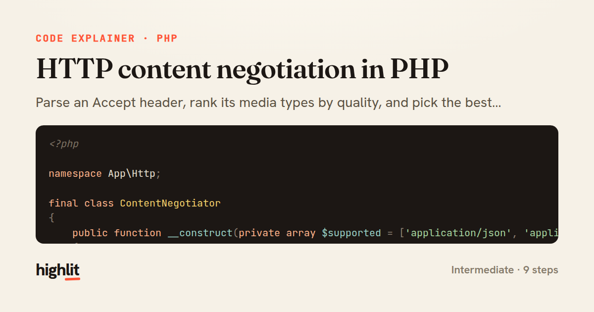 HTTP content negotiation in PHP — share card