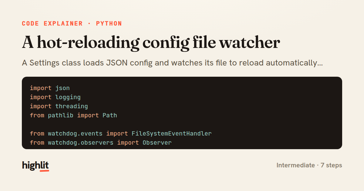 A hot-reloading config file watcher — share card