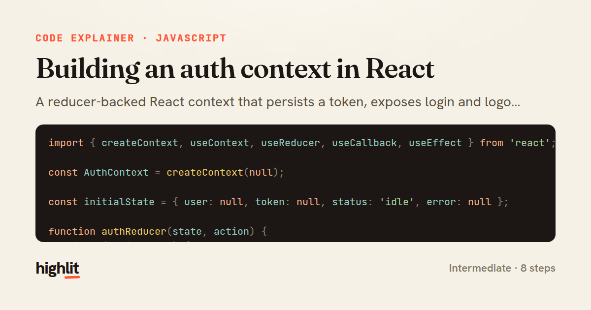 Building an auth context in React — share card