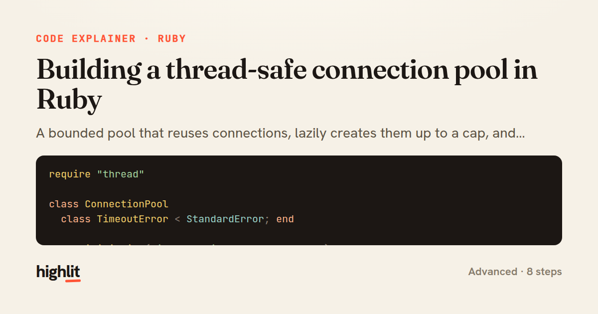 Building a thread-safe connection pool in Ruby — share card