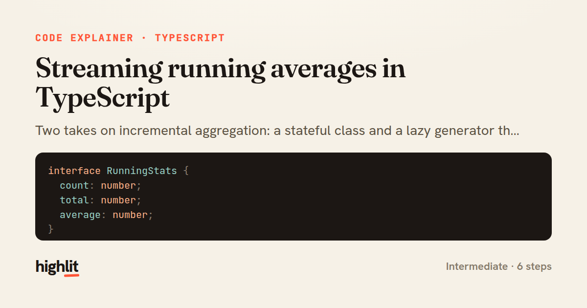 Streaming running averages in TypeScript — share card