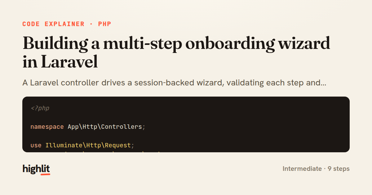 Building a multi-step onboarding wizard in Laravel — share card