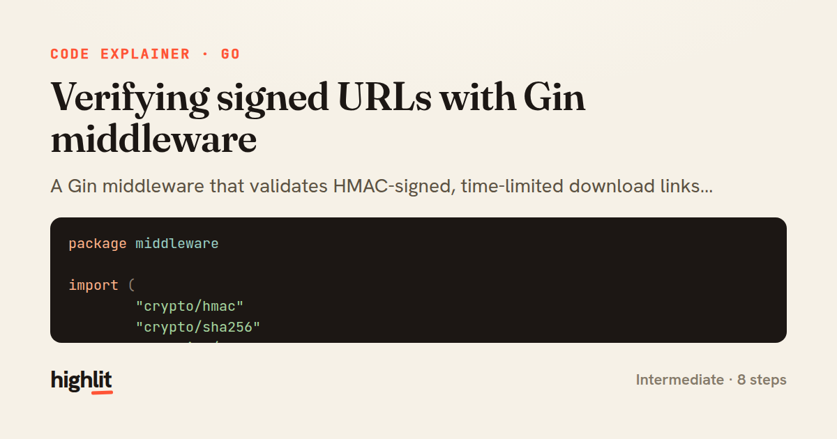 Verifying signed URLs with Gin middleware — share card