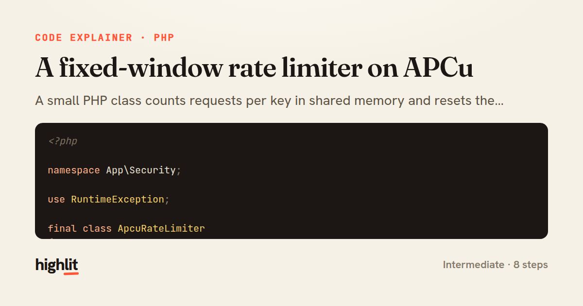 A fixed-window rate limiter on APCu — share card