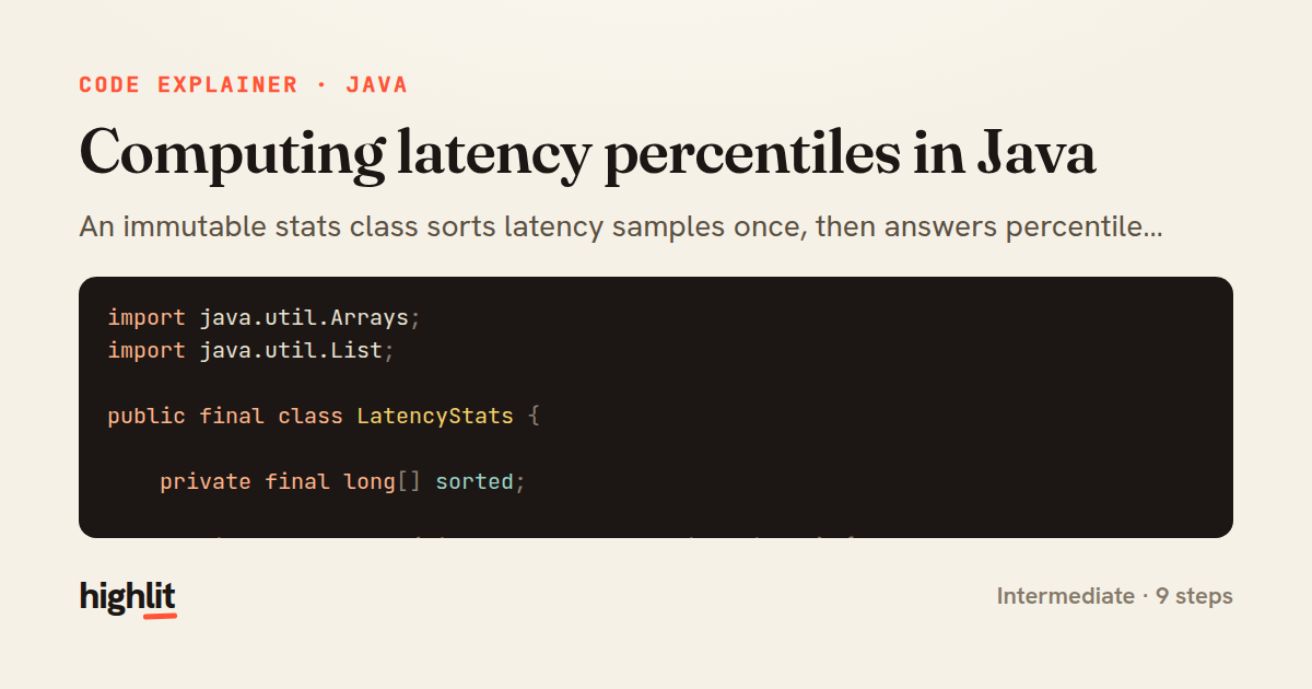 Computing latency percentiles in Java — share card