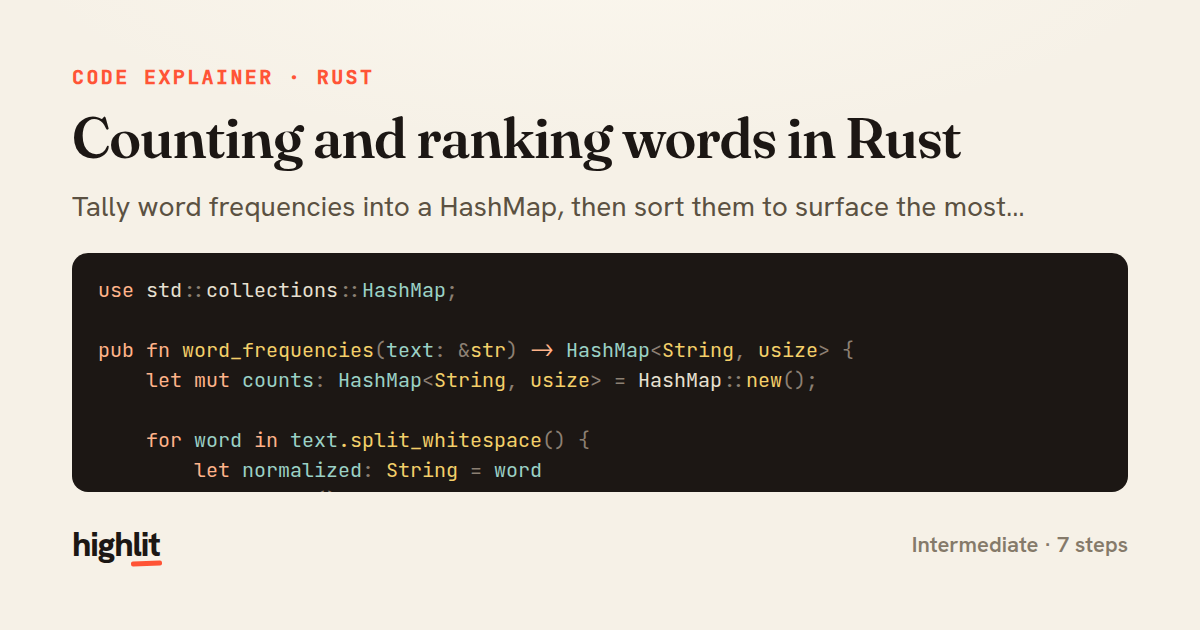 Counting and ranking words in Rust — share card