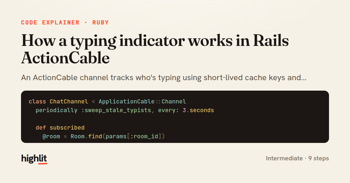 How a typing indicator works in Rails ActionCable — share card