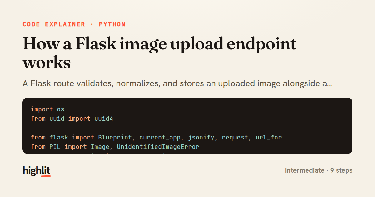 How a Flask image upload endpoint works — share card