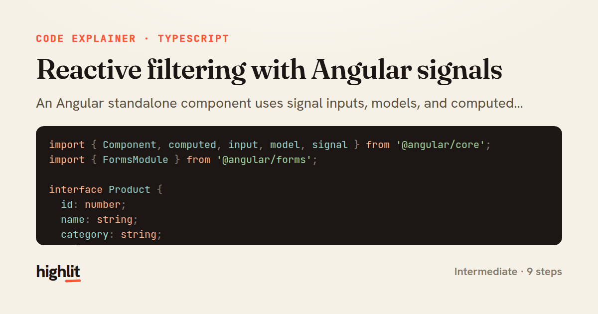 Reactive filtering with Angular signals — share card