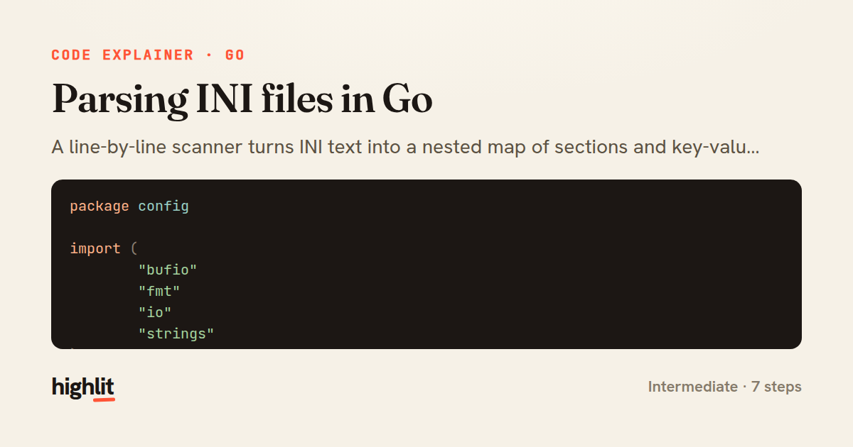 Parsing INI files in Go — share card
