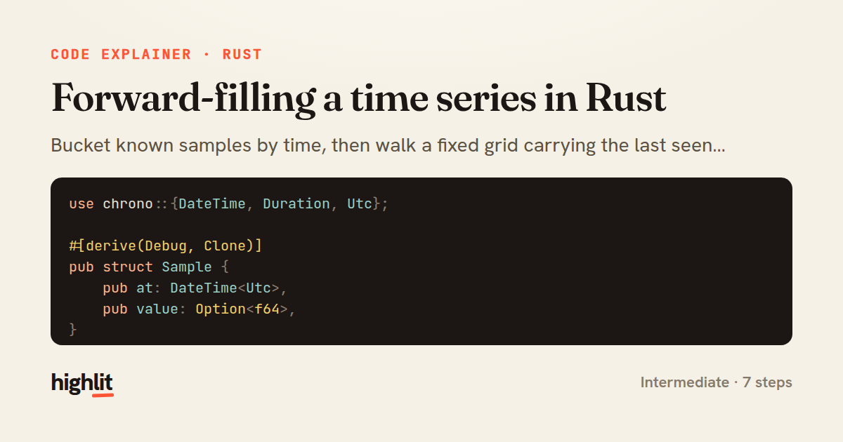 Forward-filling a time series in Rust — share card