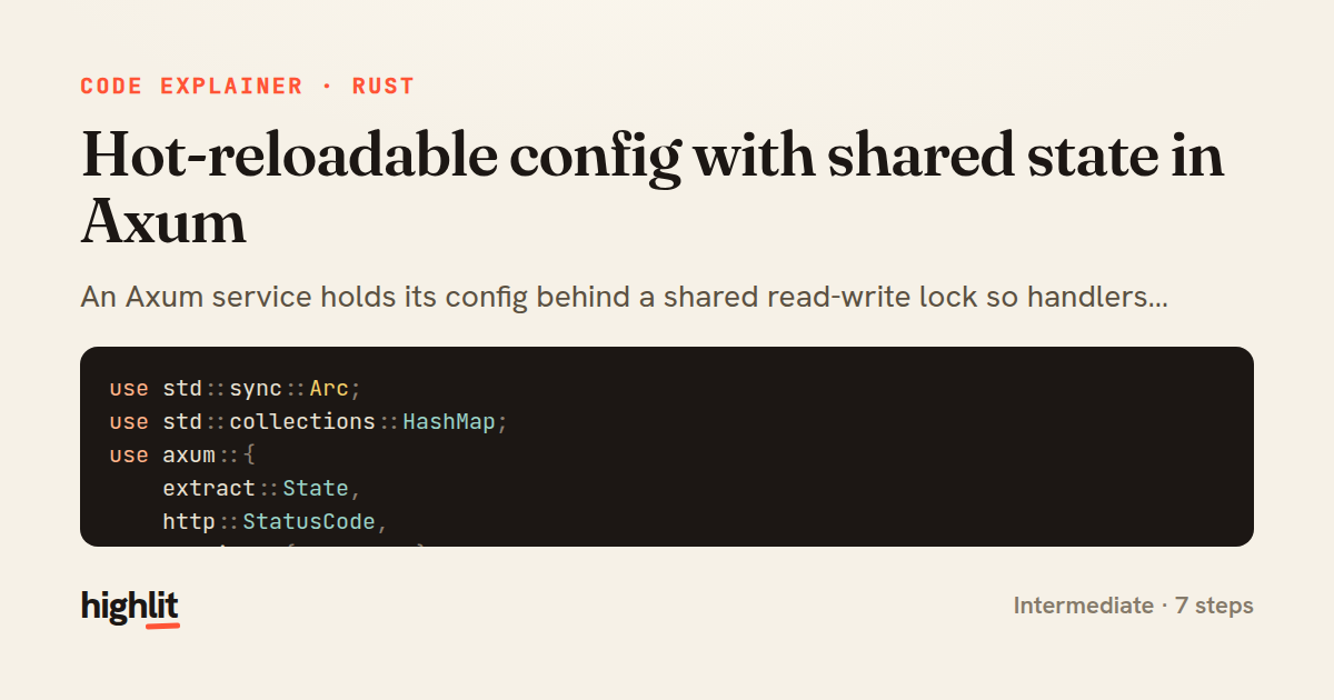 Hot-reloadable config with shared state in Axum — share card