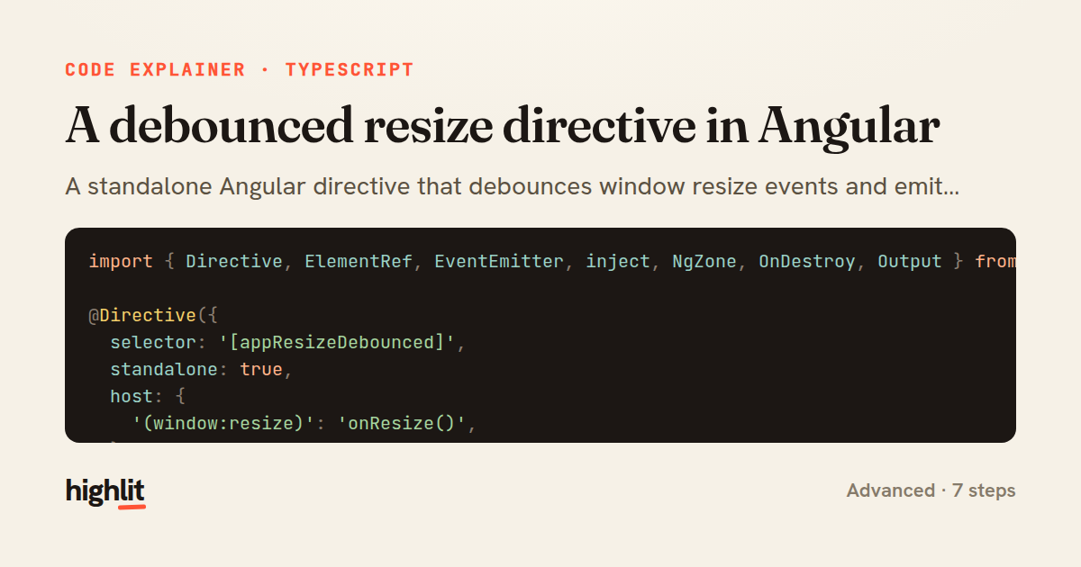 A debounced resize directive in Angular — share card