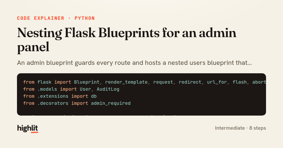 Nesting Flask Blueprints for an admin panel — share card