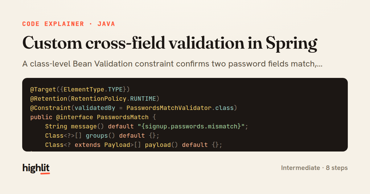 Custom cross-field validation in Spring — share card
