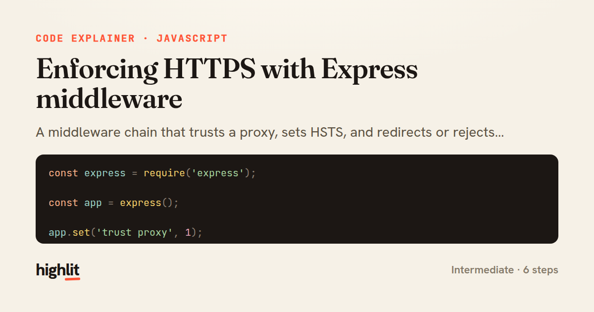 Enforcing HTTPS with Express middleware — share card