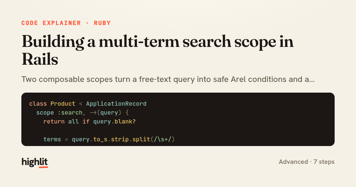 Building a multi-term search scope in Rails — share card