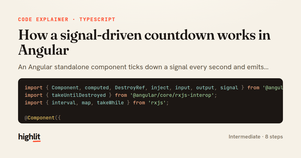 How a signal-driven countdown works in Angular — share card